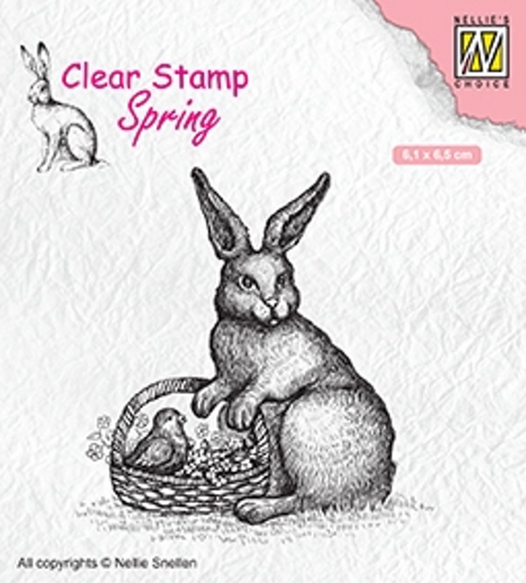 SPCS013 Clear stamps spring/Easter Easter hare with basket